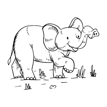 Free Vector | Hand drawn elephant outline illustration