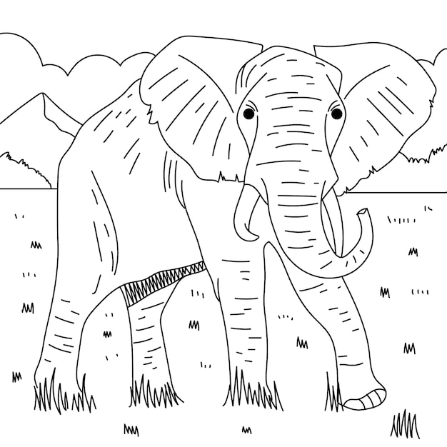 endangered elephant drawing outline