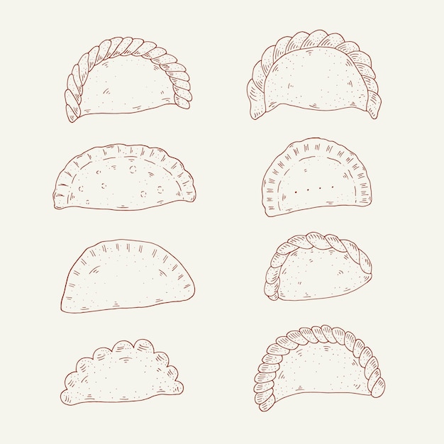 Hand drawn empanada collection Free Vector