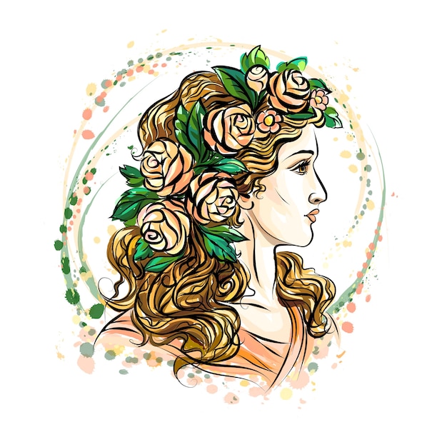 Premium Vector  Hand drawn face of a beautiful woman in a 