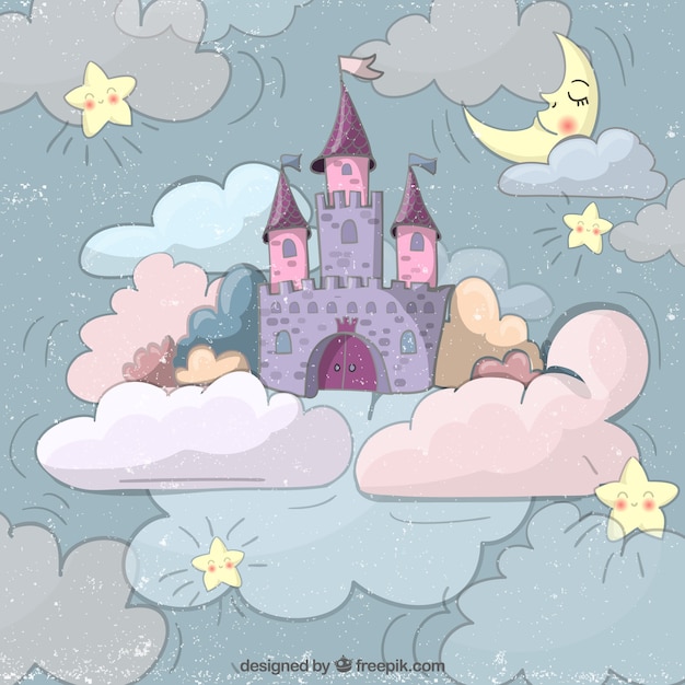 Hand drawn fairytale castle