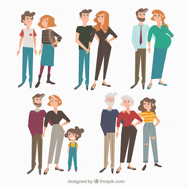 Hand drawn family in different life stages Vector | Free Download