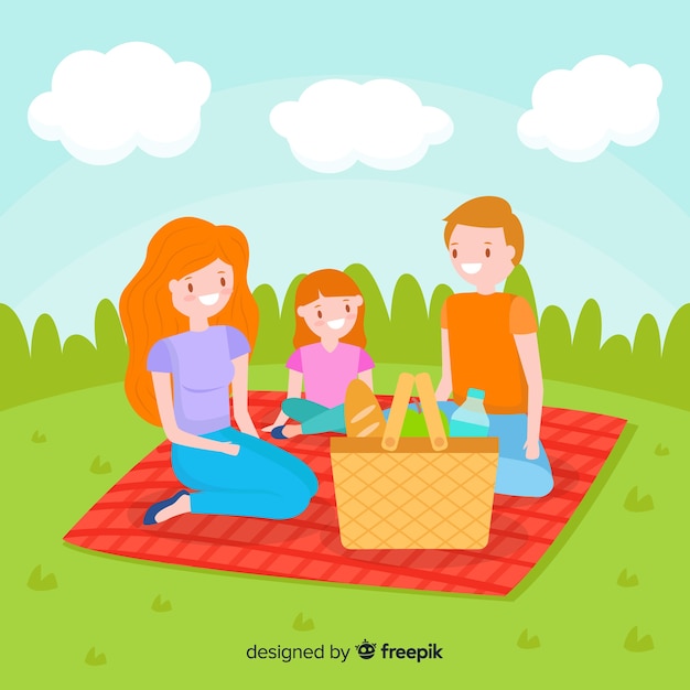 Free Vector | Hand drawn family having a picnic