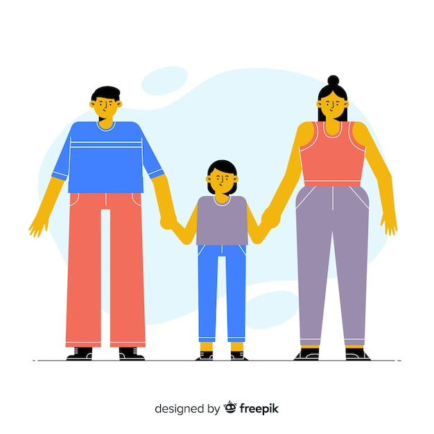 Download Hand drawn family portrait holding hands Vector | Free ...