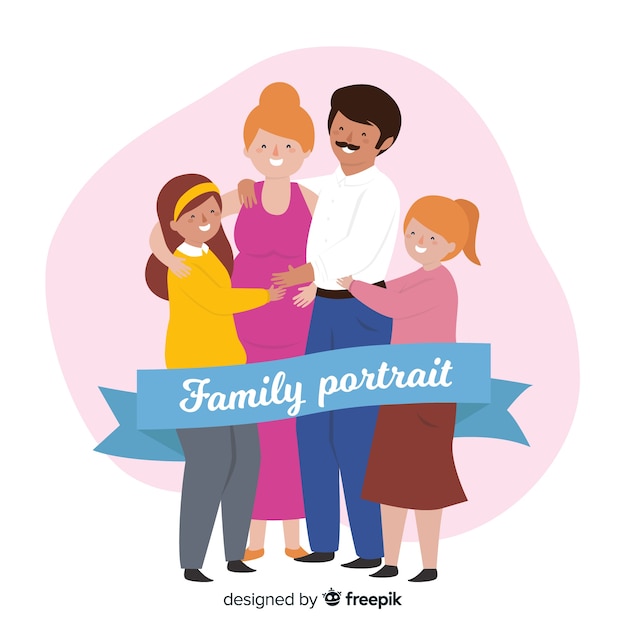 Hand drawn family portrait | Free Vector