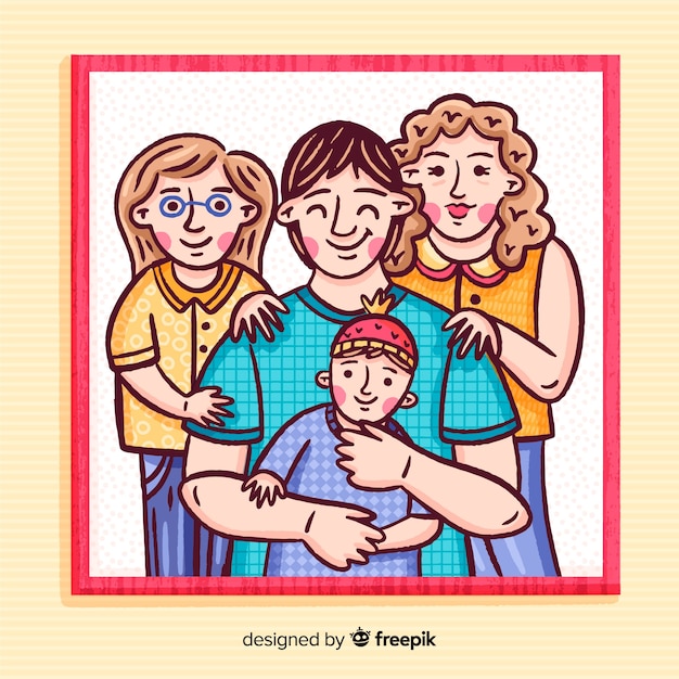 Download Hand drawn family portrait Vector | Free Download