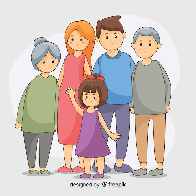 Download Hand drawn family portrait | Free Vector