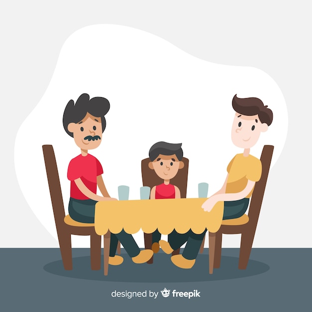 Free Vector | Hand drawn family sitting around table illustration