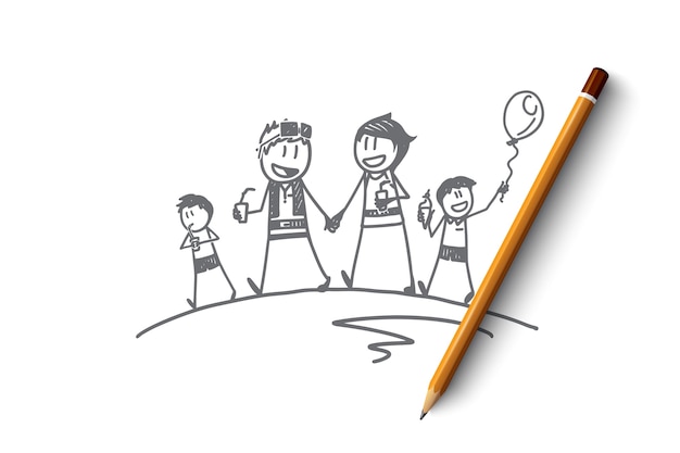 Premium Vector | Hand drawn family time concept sketch with father