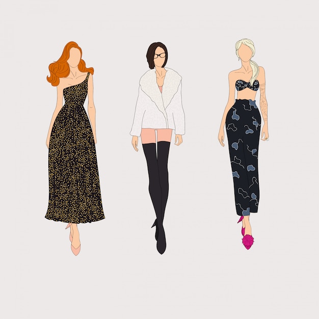 Premium Vector Hand Drawn Fashion Models