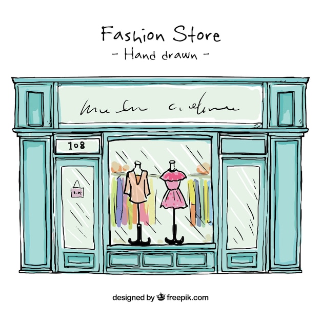 Free Vector Hand drawn fashion store shop window