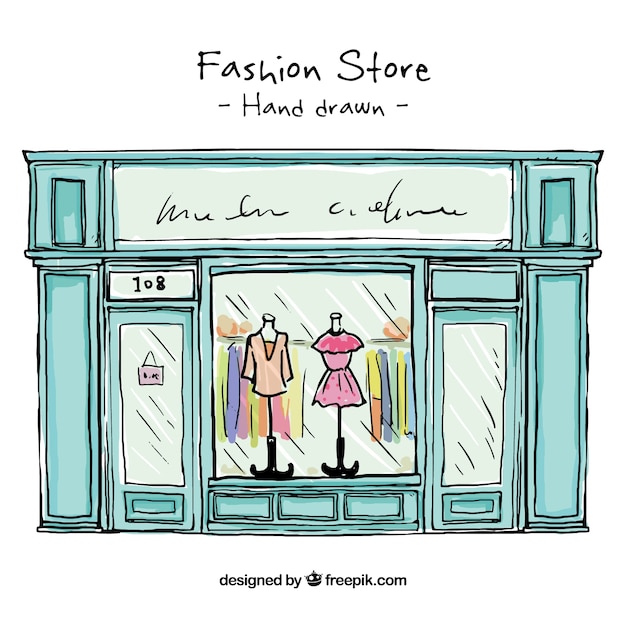 Free Vector | Hand drawn fashion store shop window