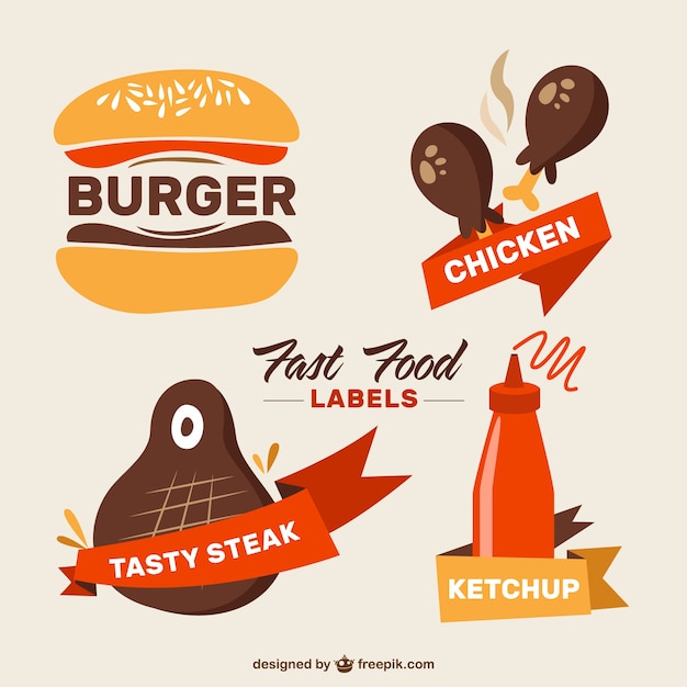 Hand drawn fast food labels