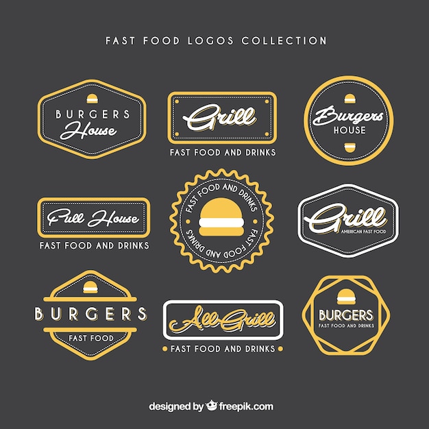 Download Free Hand Drawn Fast Food Logos Collection Premium Vector Use our free logo maker to create a logo and build your brand. Put your logo on business cards, promotional products, or your website for brand visibility.