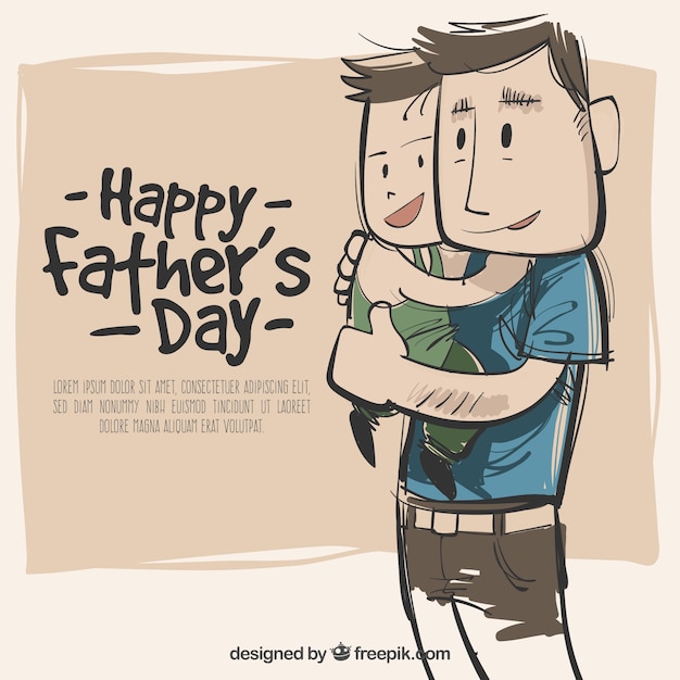 Download Hand drawn father and son background | Free Vector