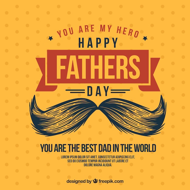 Hand drawn fathers day background with\
mustache