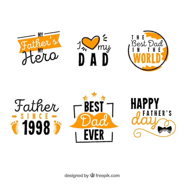 Hand drawn fathers day label collection
