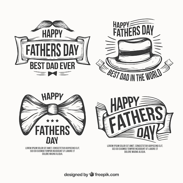 Hand drawn fathers day labels