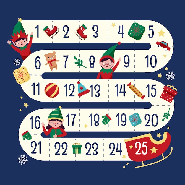 Hand drawn festive advent calendar Free Vector