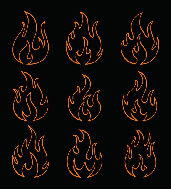 Premium Vector | Hand drawn of fire flames on black background