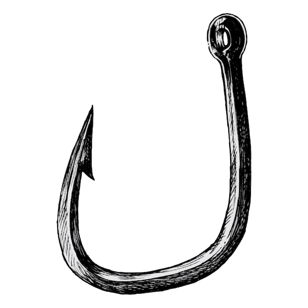 Premium Vector | Hand drawn fish hook isolated