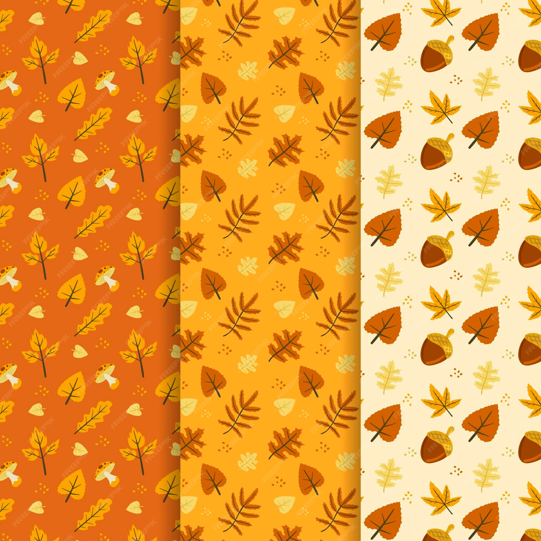 Free Vector | Hand drawn flat autumn patterns collection