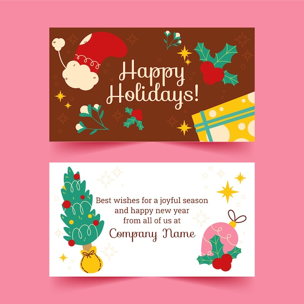 Free Vector | Hand drawn flat business christmas cards template