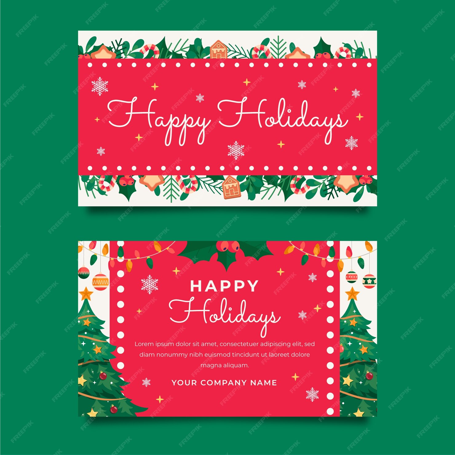 Free Vector | Hand drawn flat business christmas cards