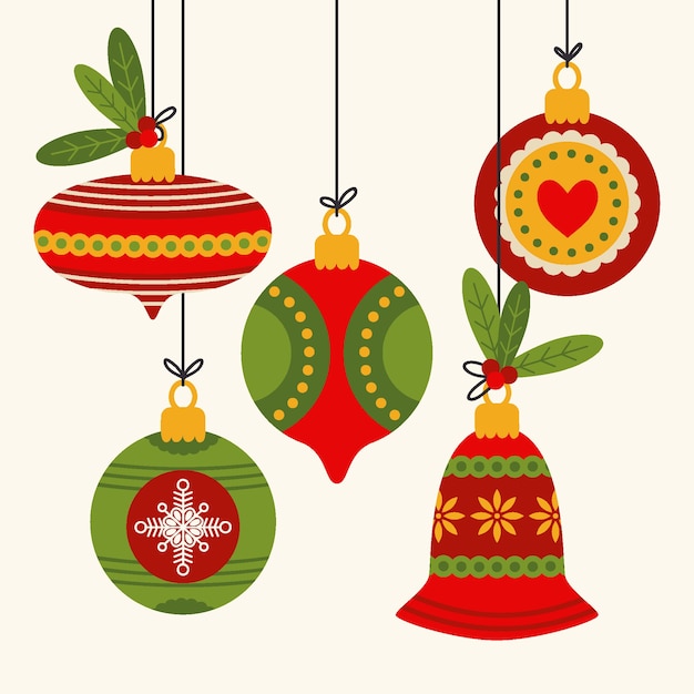 Free Vector | Hand drawn flat christmas ball ornaments collection