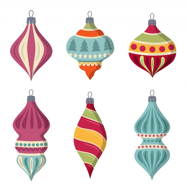 Premium Vector | Hand drawn flat christmas balls collection isolated items