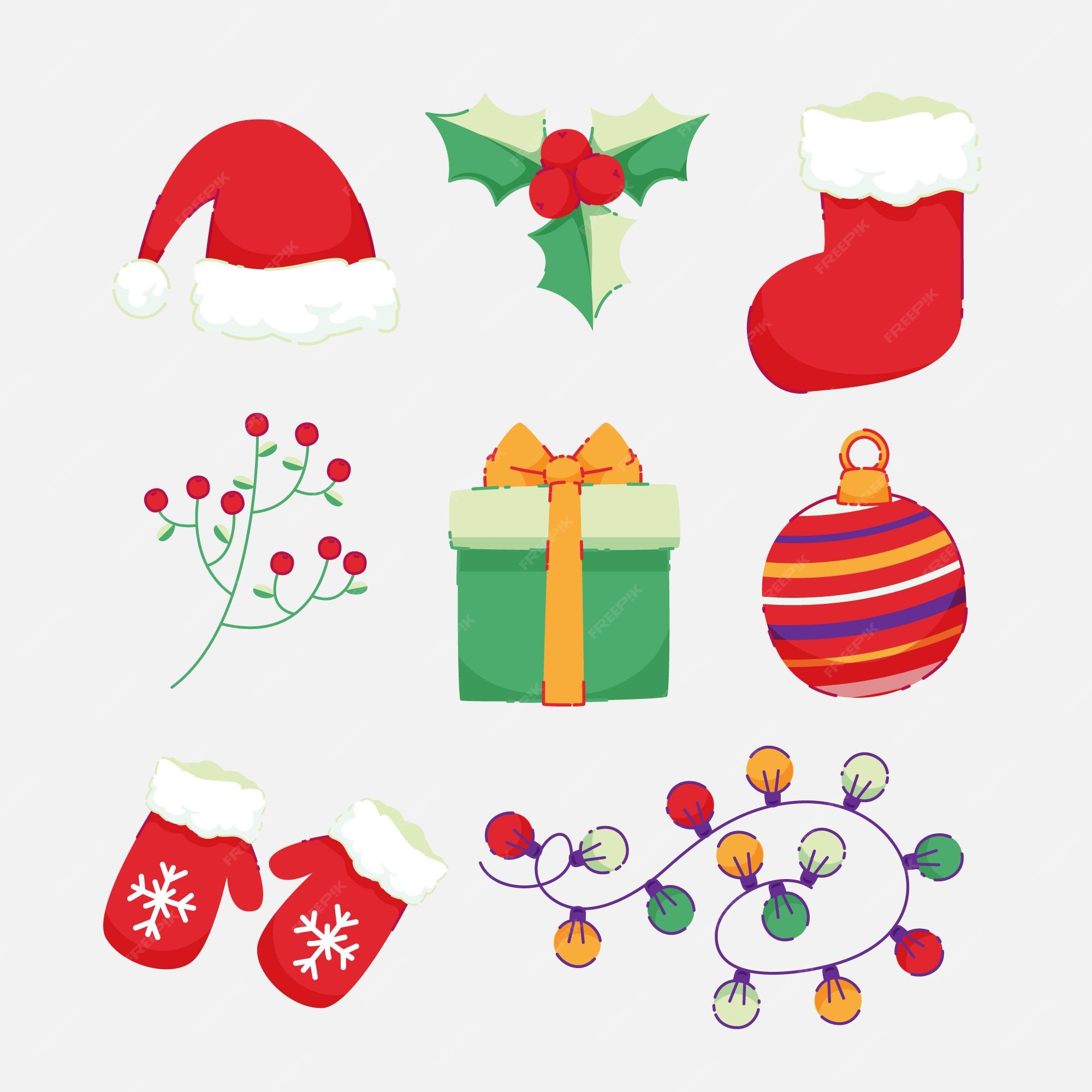 Free Vector | Hand drawn flat christmas elements collection