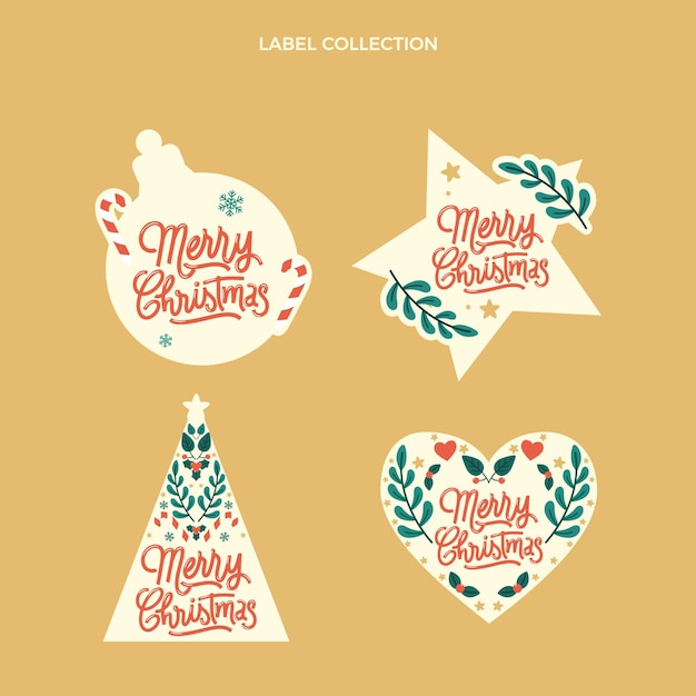 Free Vector | Hand drawn flat christmas labels collection