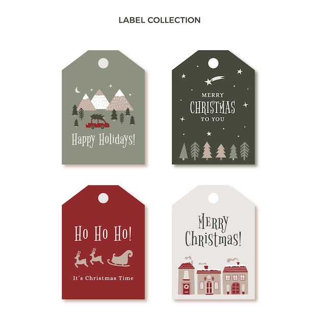 Free Vector | Hand drawn flat christmas labels collection