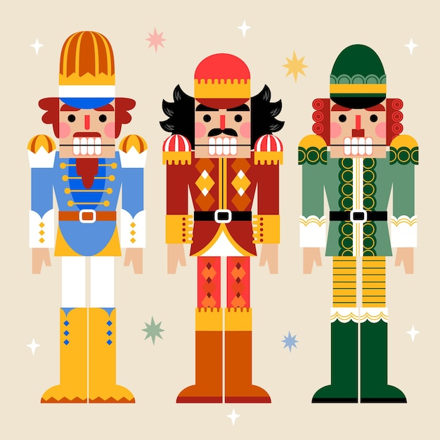 Free Vector | Hand drawn flat christmas nutcrackers collection