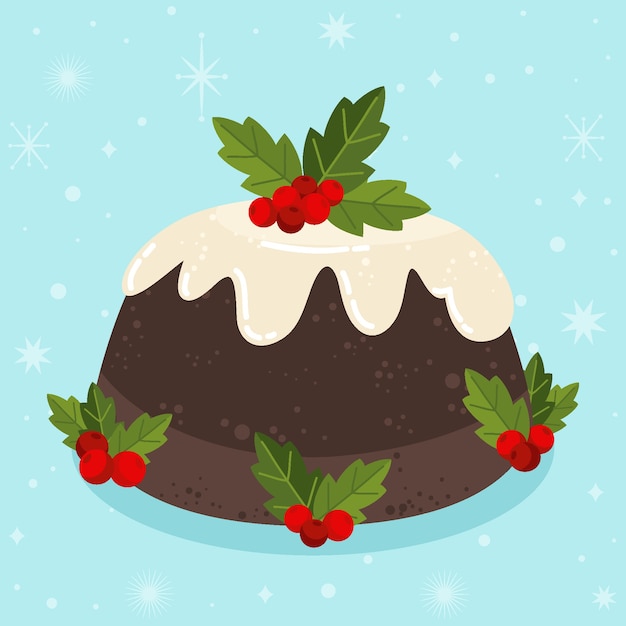 Free Vector Hand drawn flat christmas pudding illustration