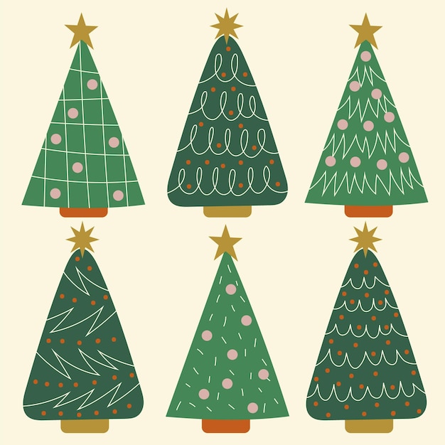 Free Vector | Hand drawn flat christmas trees collection