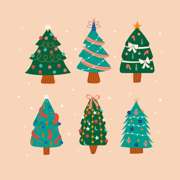 Free Vector | Hand drawn flat christmas trees collection