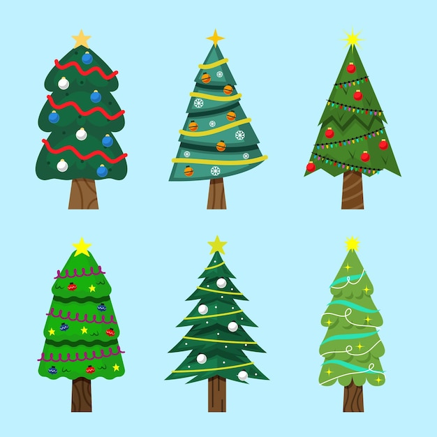 Free Vector | Hand drawn flat christmas trees collection