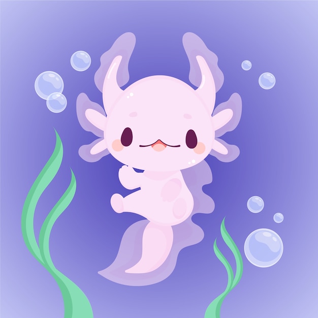 Premium Vector | Hand drawn flat design axolotl llustration