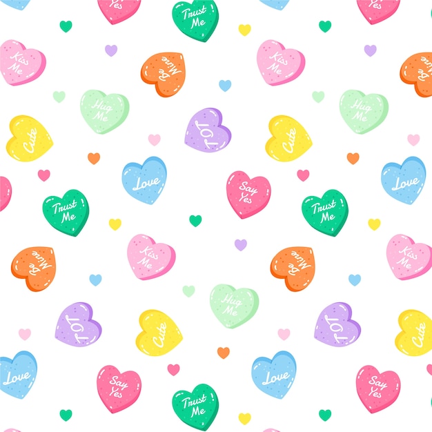 Free Vector | Hand drawn flat design conversation hearts pattern ...