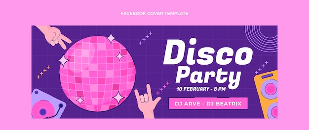 Free Vector | Hand drawn flat design disco party facebook cover