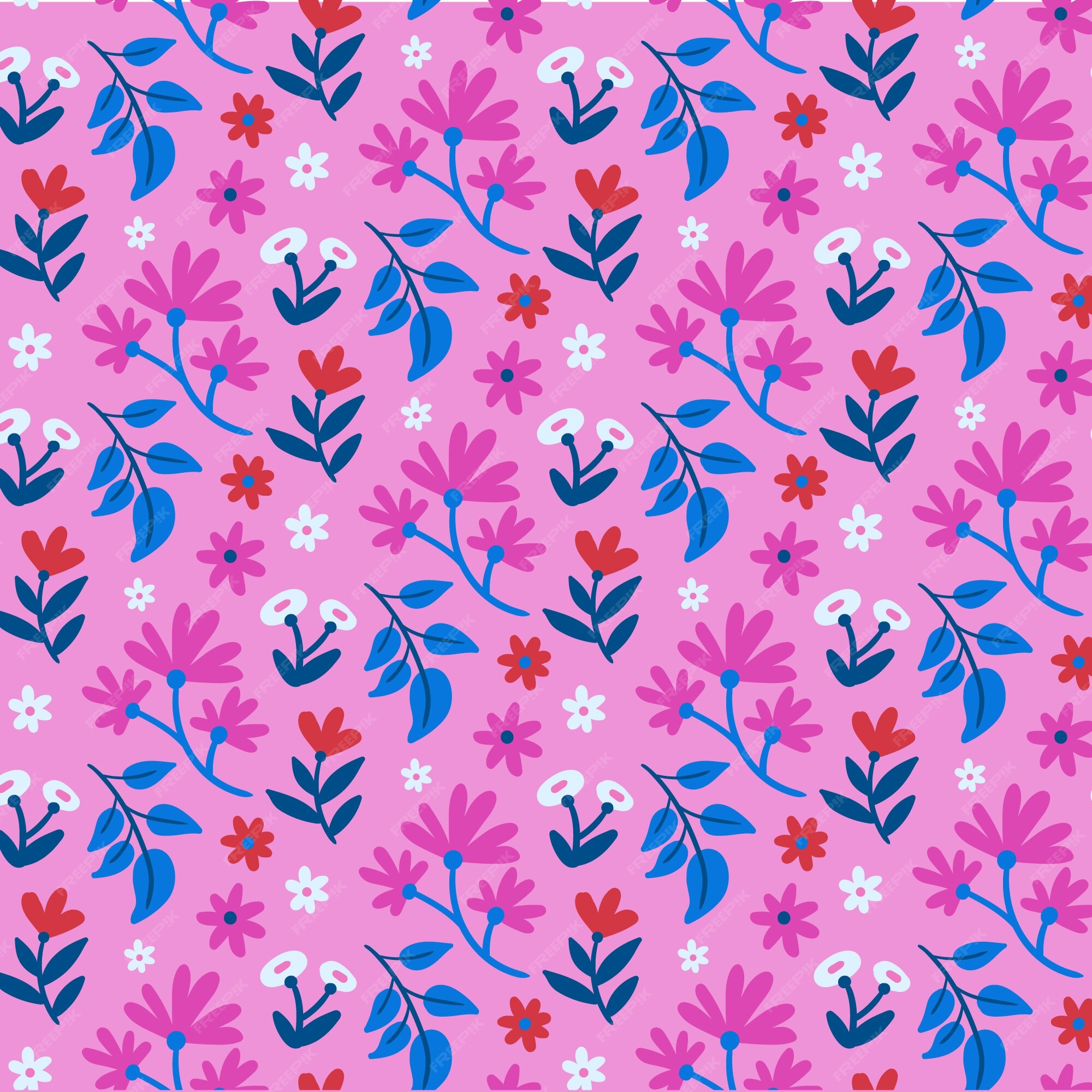 Free Vector Hand Drawn Flat Design Floral Pattern