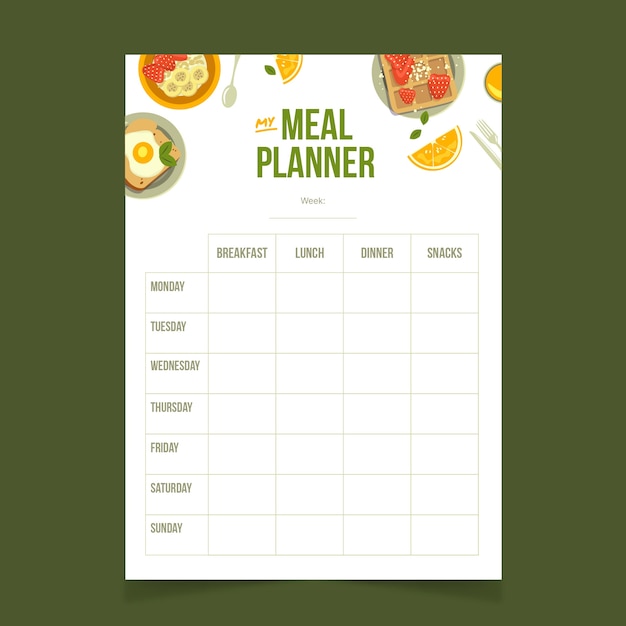 Free Vector | Hand drawn flat design meal planner