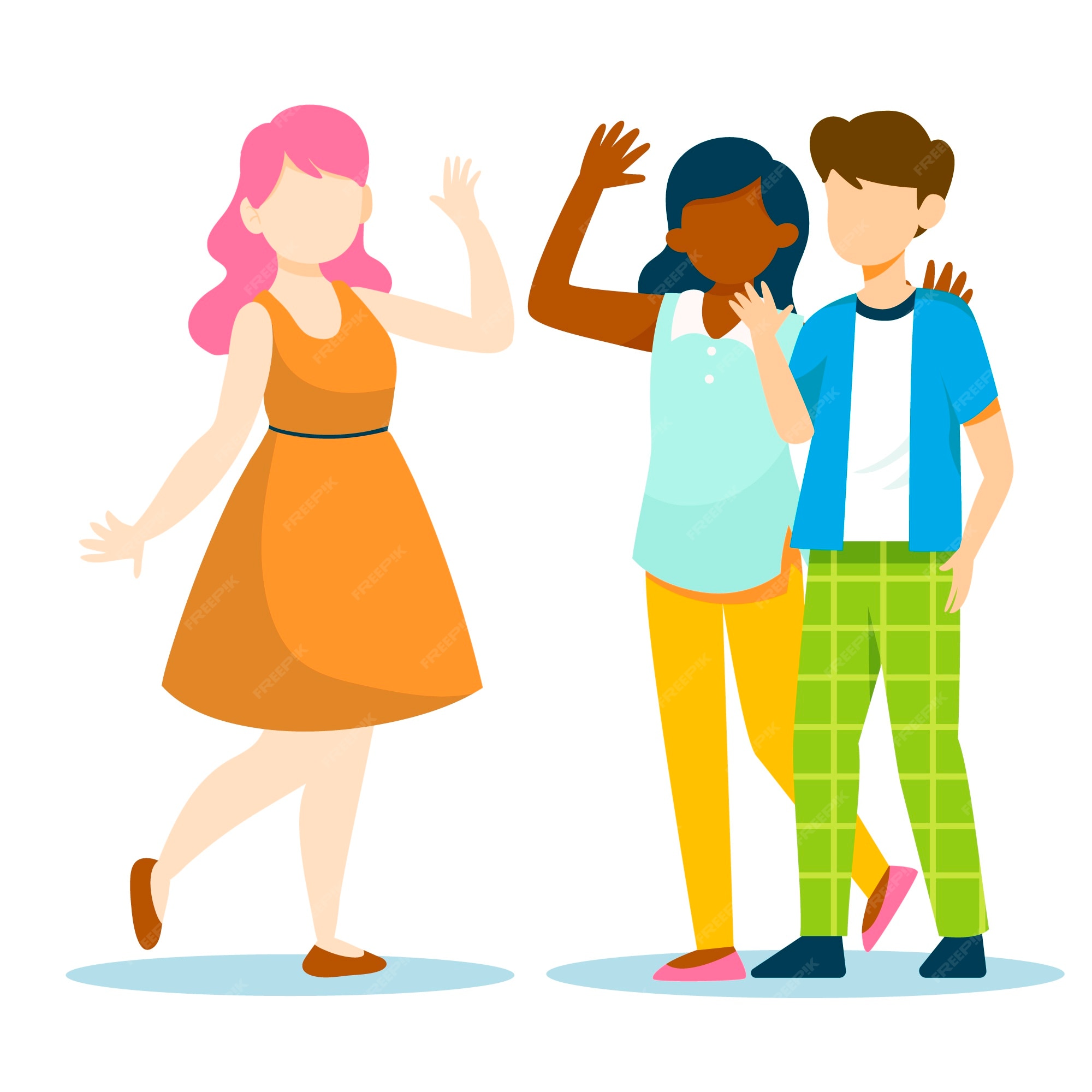 Free Vector | Hand drawn flat design people waving illustration