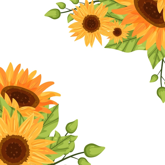 Premium Vector | Hand drawn flat design sunflower border