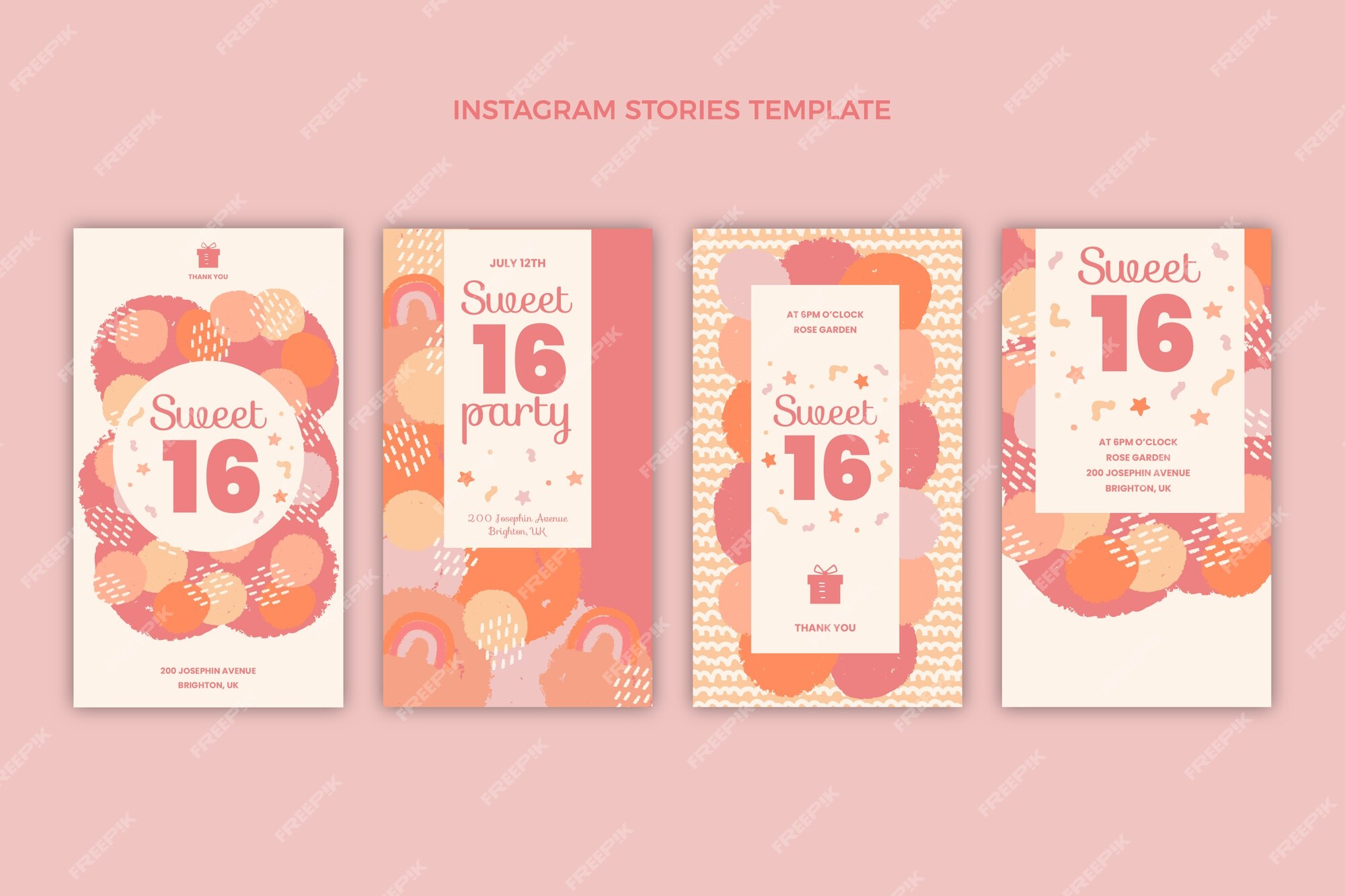 Free Vector | Hand drawn flat design sweet 16 template