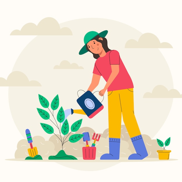 Free Vector | Hand drawn flat design tree planting illustration