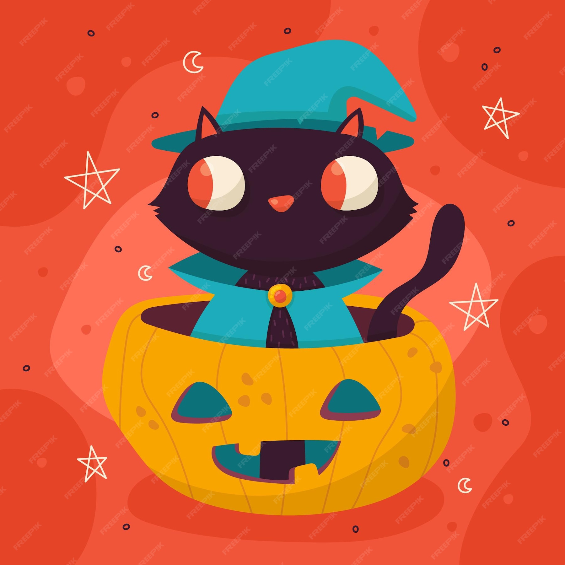 Free Vector | Hand drawn flat halloween cat illustration