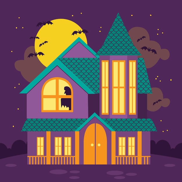 Free Vector | Hand drawn flat halloween house illustration