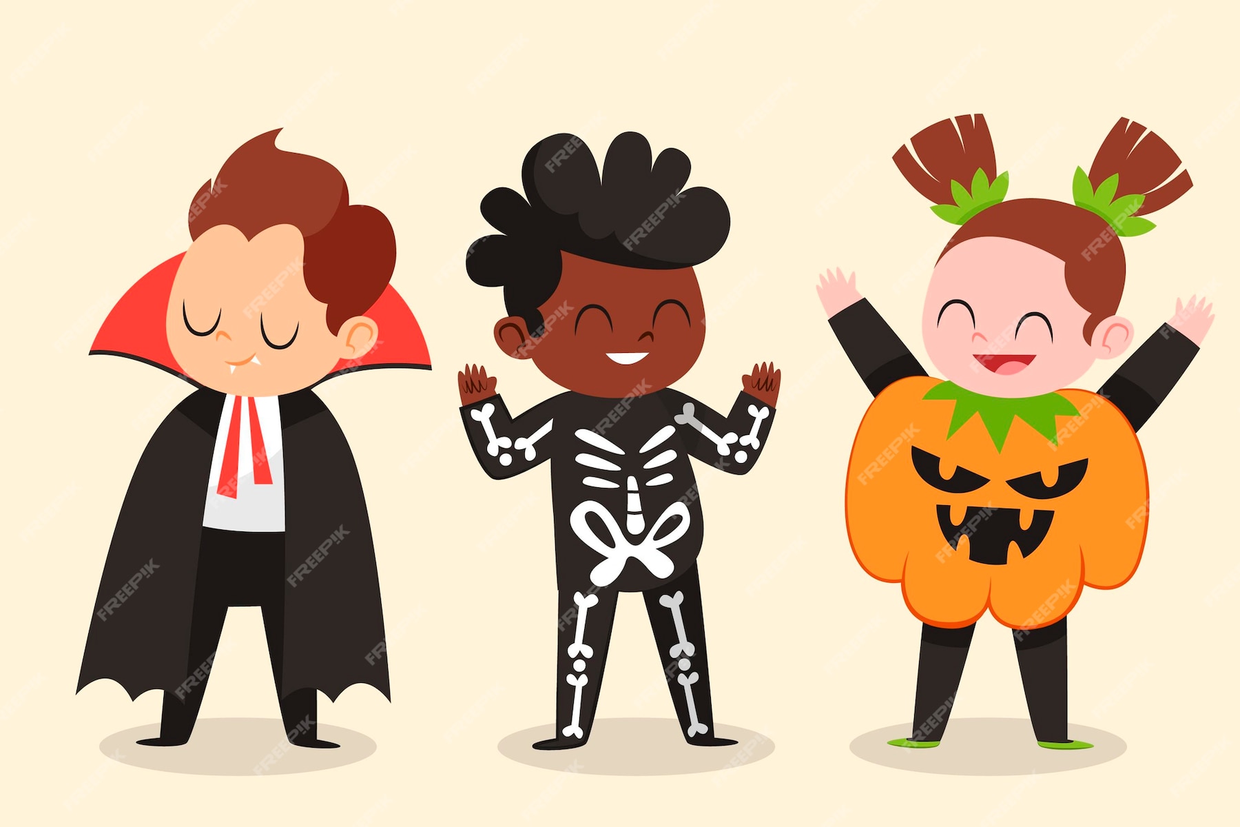 Free Vector | Hand drawn flat halloween kids collection